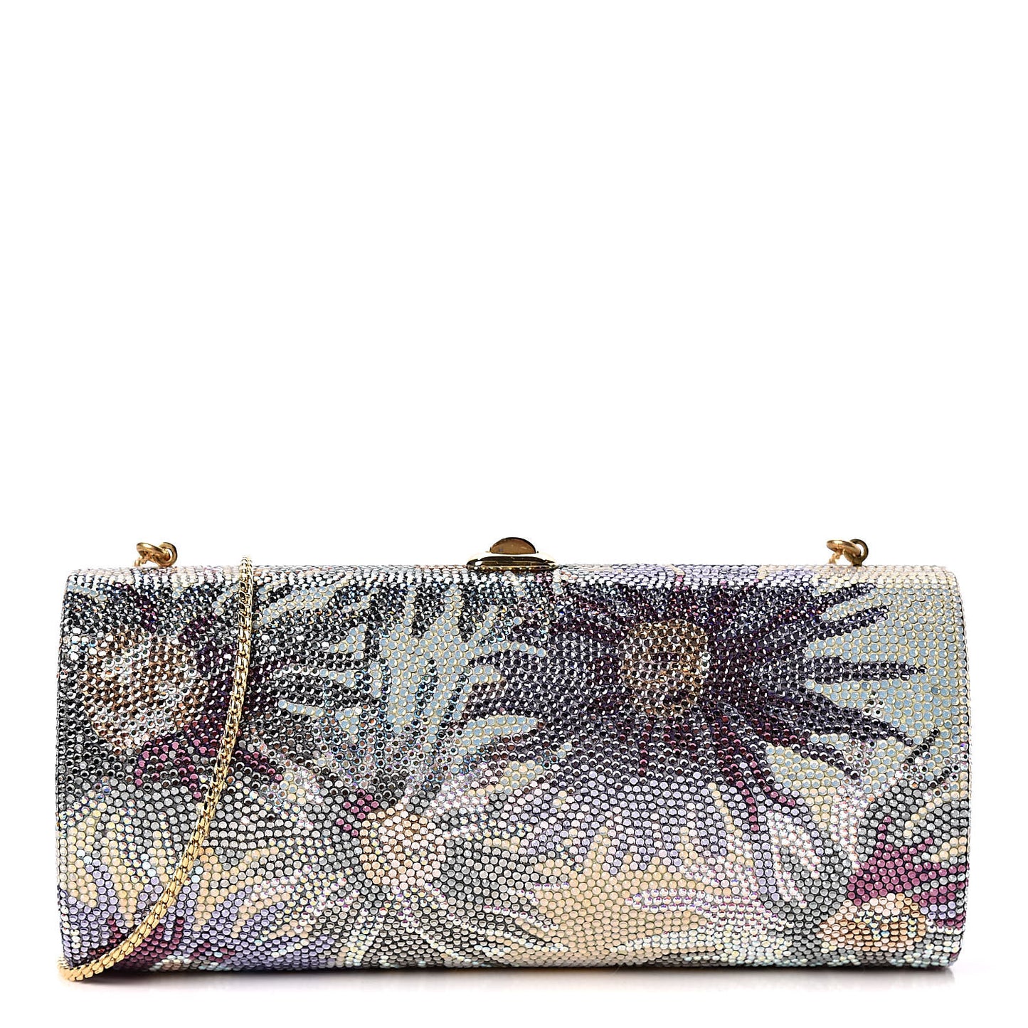 Swarovski Crystal Floral Minaudiere Clutch Multicolor