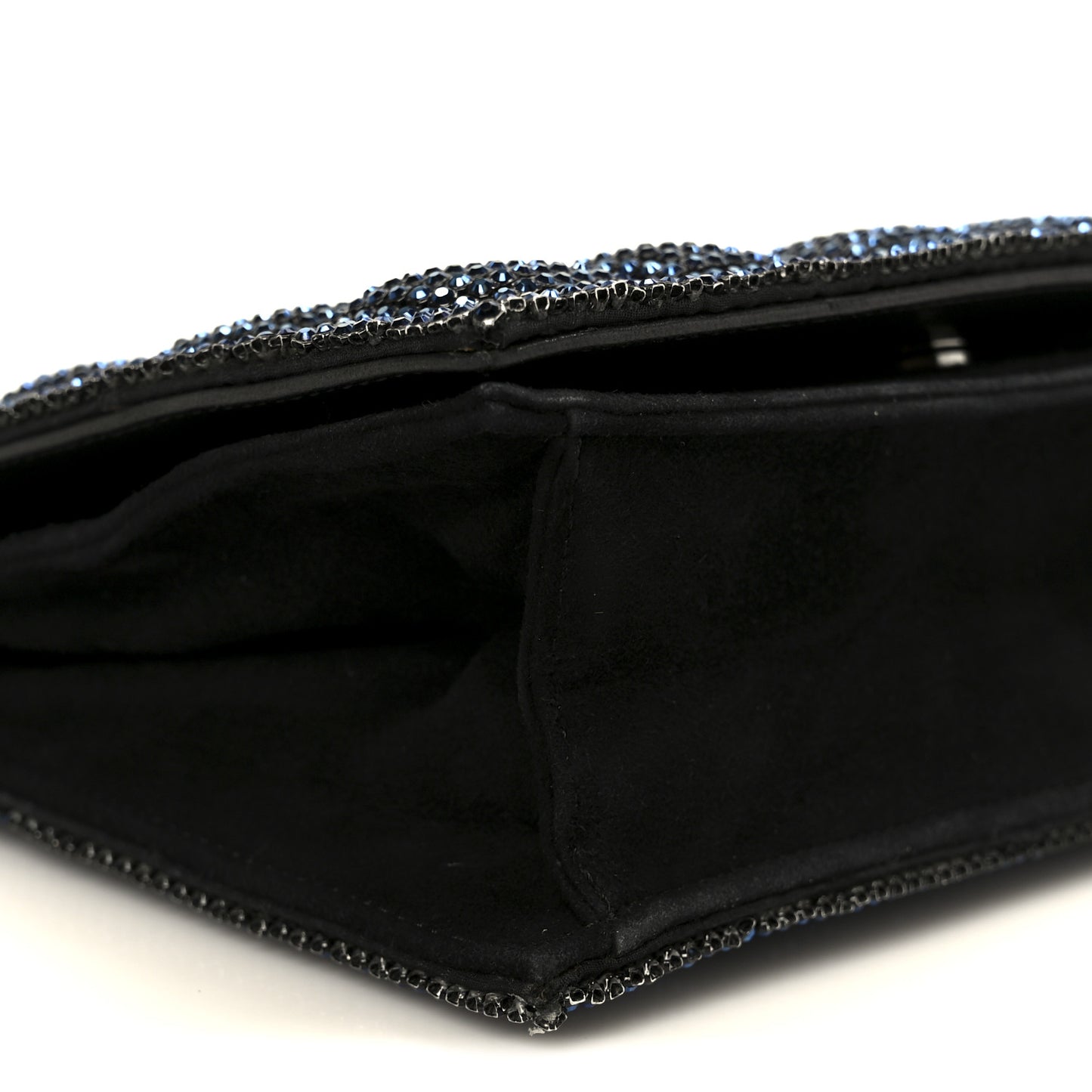 Suede Crystal Quilted Evening Clutch Black Blue