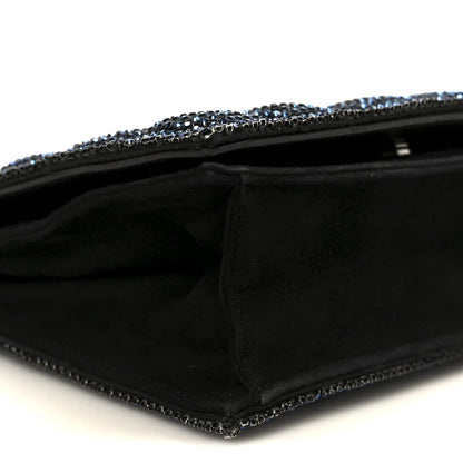 Chanel Suede Crystal Quilted Evening Clutch Black Blue 9 of 11