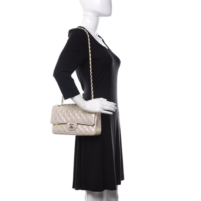 Chanel Iridescent Lambskin Quilted Medium Double Flap Ivory 2 of 11