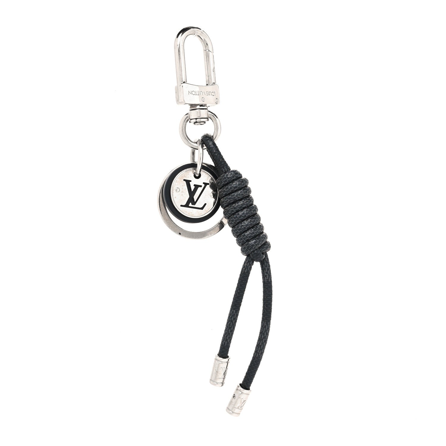 Louis Vuitton Palladium Damier Graphite Rope Bag Charm Key Holder 1 of 3