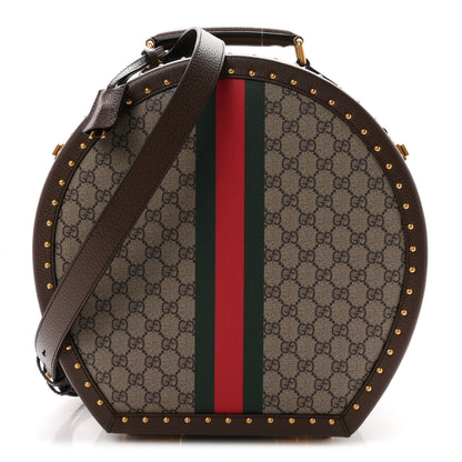 Gucci GG Supreme Monogram Textured Dollar Calfskin Web Savoy Hat Box Beige Ebony New Acero 1 of 8