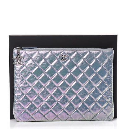 Chanel Iridescent Crumpled Calfskin CC Ripples Medium Cosmetic Case Purple 7 of 7