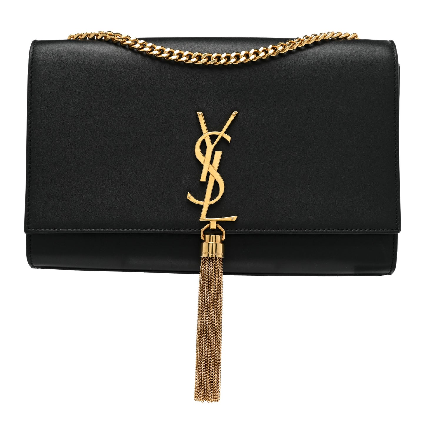 Smooth Calfskin Medium Classic Monogram Kate Tassel Satchel Black