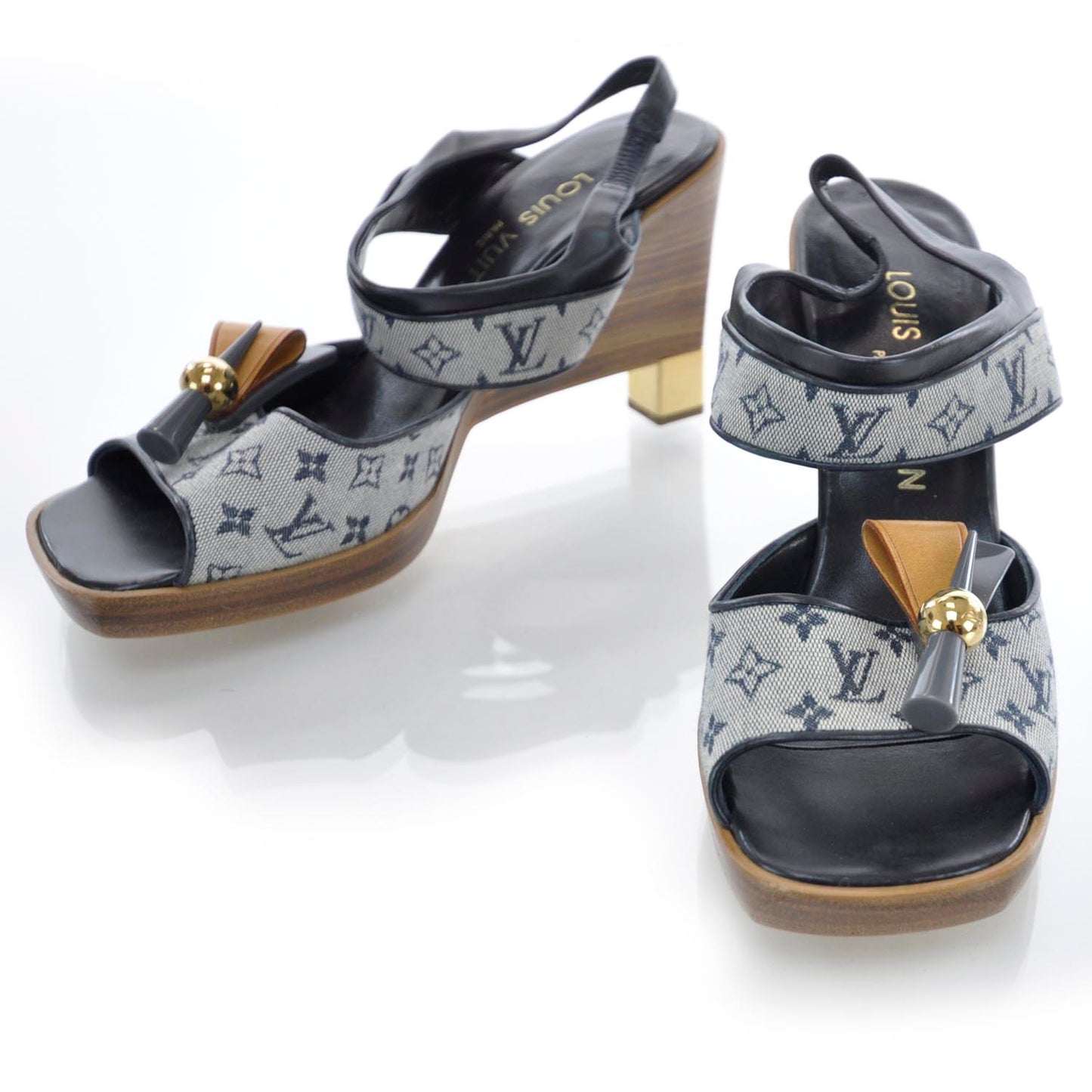 Mini Monogram Wooden Heels 37.5