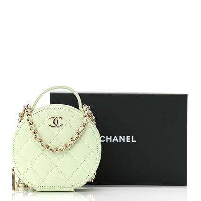 Chanel Caviar Quilted Round Handle With Care Vanity With Chain Light Green 13 of 13