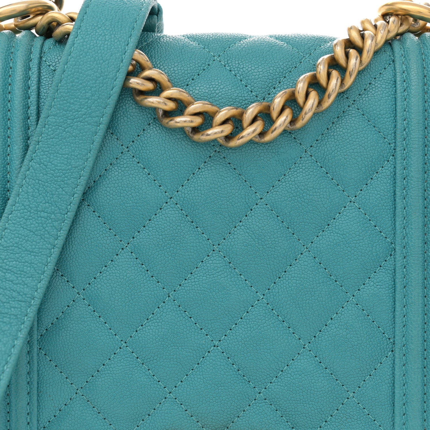 Chanel Caviar Quilted North South Boy Flap Turquoise 9 of 13