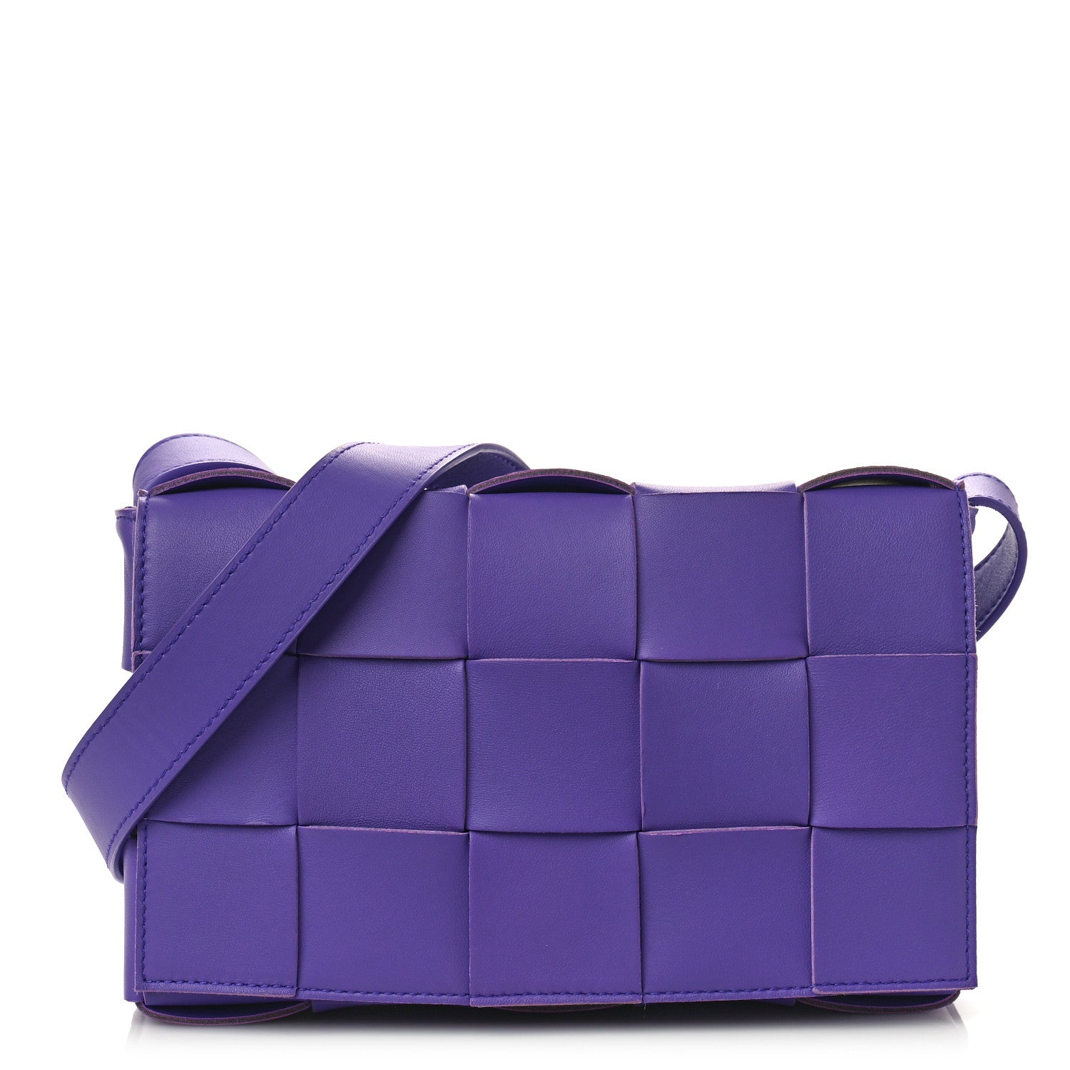 Bottega Veneta Lambskin Maxi Intrecciato Cassette Crossbody Bag Purple 1 of 8