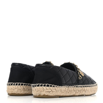 Chanel Lambskin Grosgrain Quilted CC Chain Espadrilles 35 Black 3 of 4