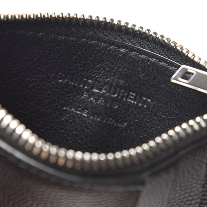 Saint Laurent Grained Calfskin 5 Fragments Zip Pouch Card Holder Black 6 of 8