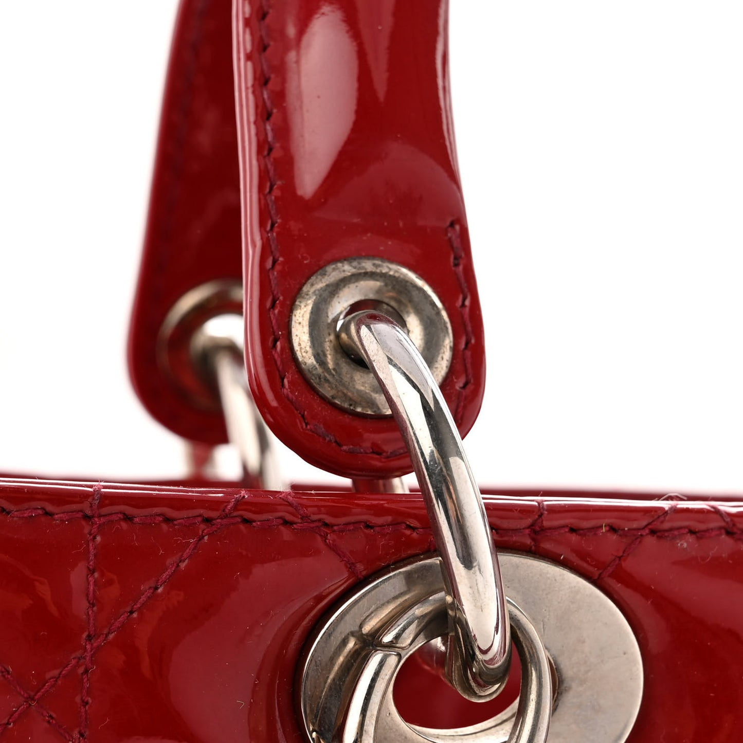 Patent Cannage Large Lady Dior Red