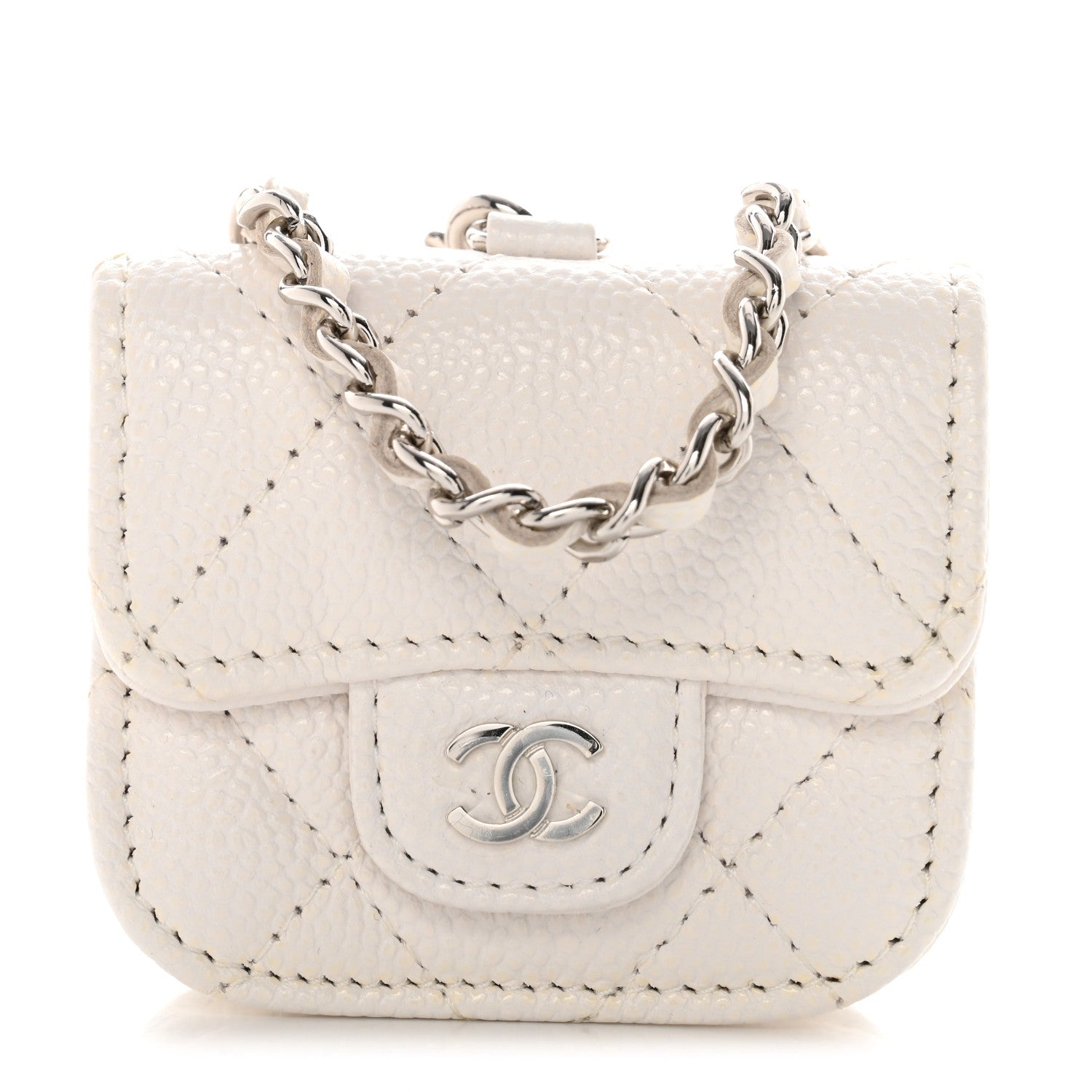 Chanel Caviar Quilted Airpods Pro Case White 1 of 8