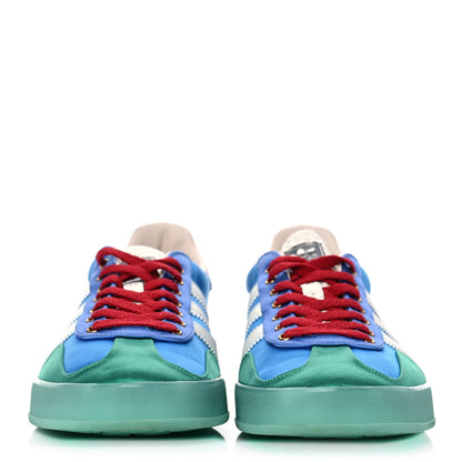Gucci X ADIDAS Silk Duchesse Demetra Rubber Womens Gazelle Sneakers 10 Jade Capri Avio Off White 2 of 9