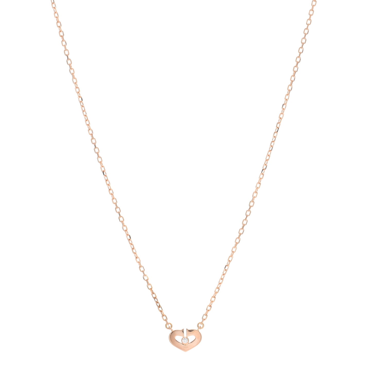 18K Pink Gold Diamond XS Hearts and Symbols Necklace