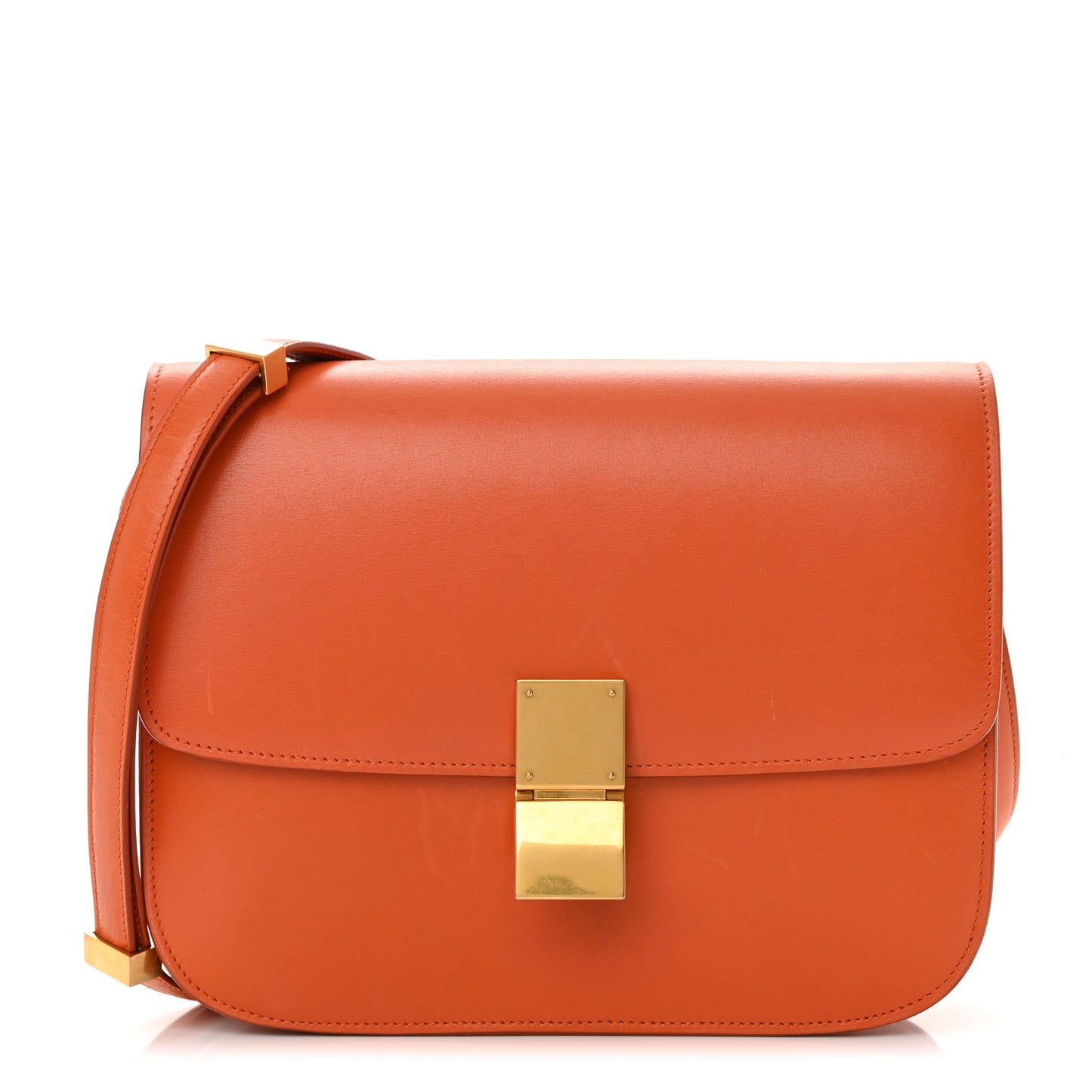 Box Calfskin Medium Classic Box Flap Bag Orange