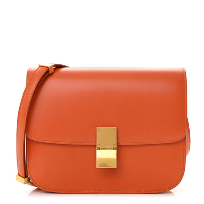 Celine Box Calfskin Medium Classic Box Flap Bag Orange 1 of 23