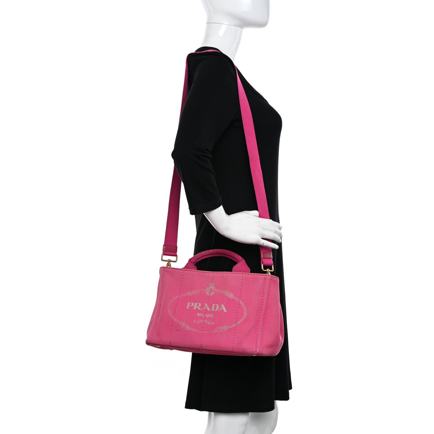 Prada Denim Small Canapa Logo Tote Peonia 2 of 20