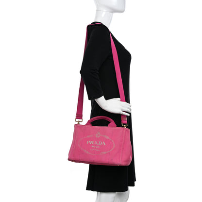 Prada Denim Small Canapa Logo Tote Peonia 2 of 20