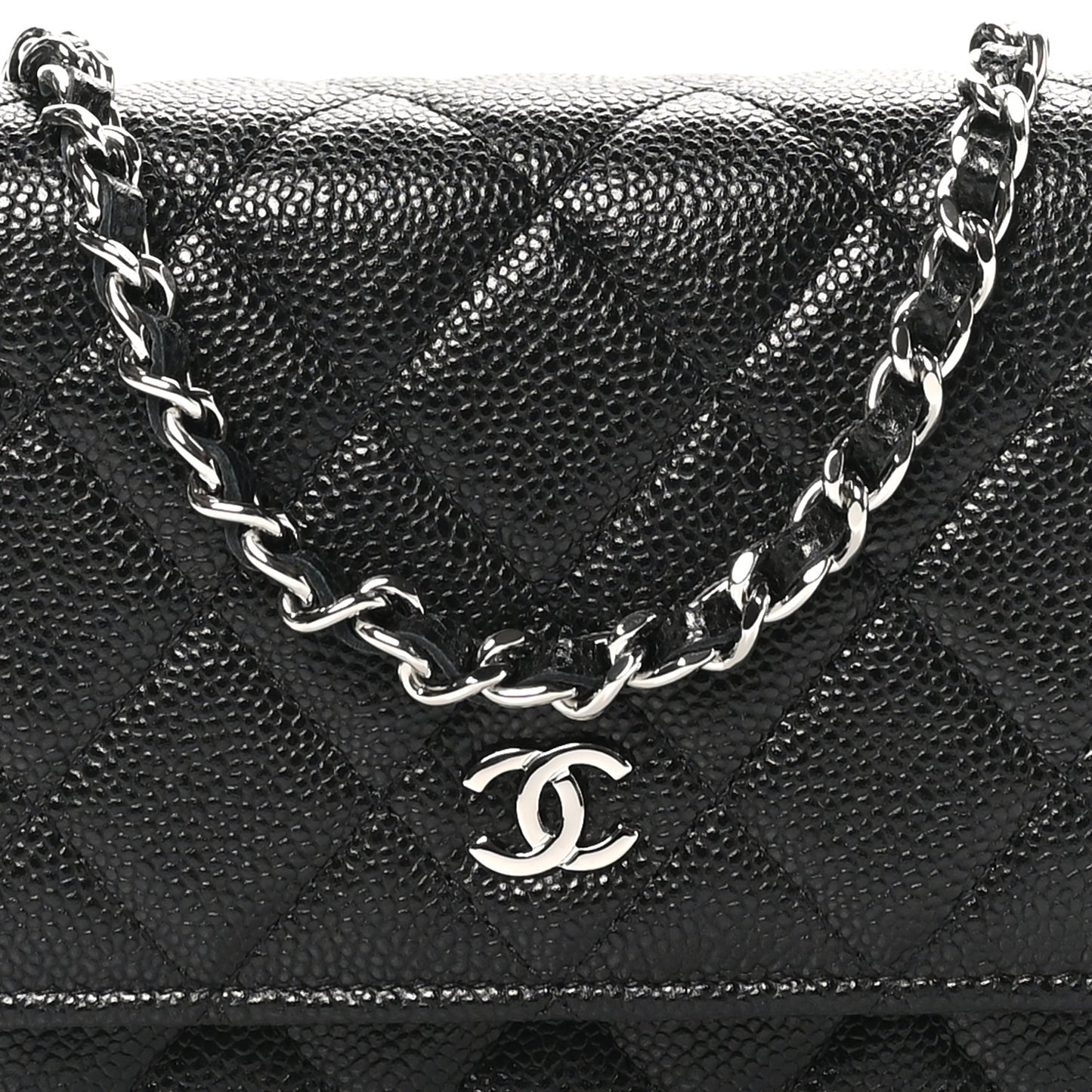 Caviar Quilted Mini Wallet On Chain WOC Black