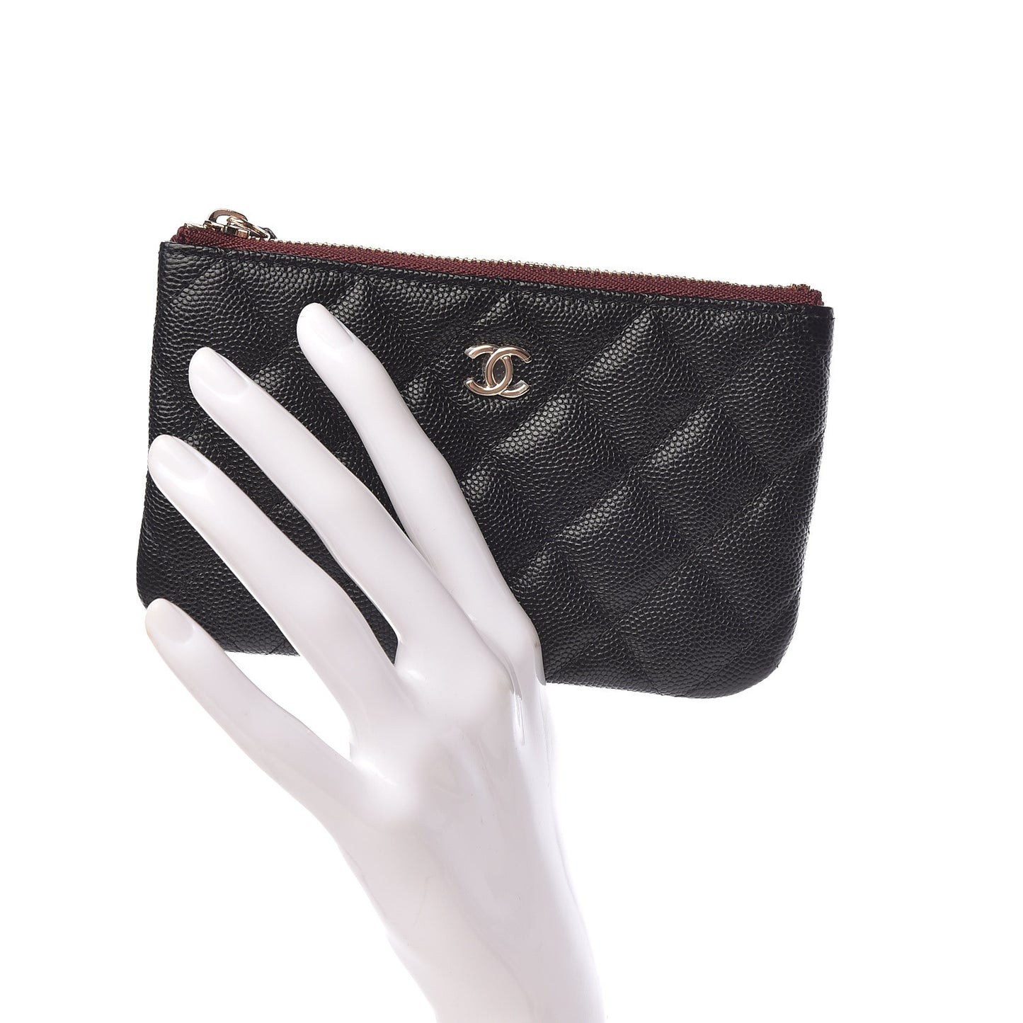 Caviar Quilted Small Cosmetic Case Black