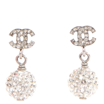 Chanel Crystal CC Drop Earrings White 1 of 5