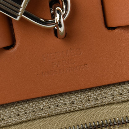 Hermes Military Toile Vache Hunter Herbag Zip Retourne 31 PM Beton Naturel 8 of 10