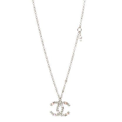 Chanel Crystal Pearl CC Pendant Necklace Gold Pink 1 of 5