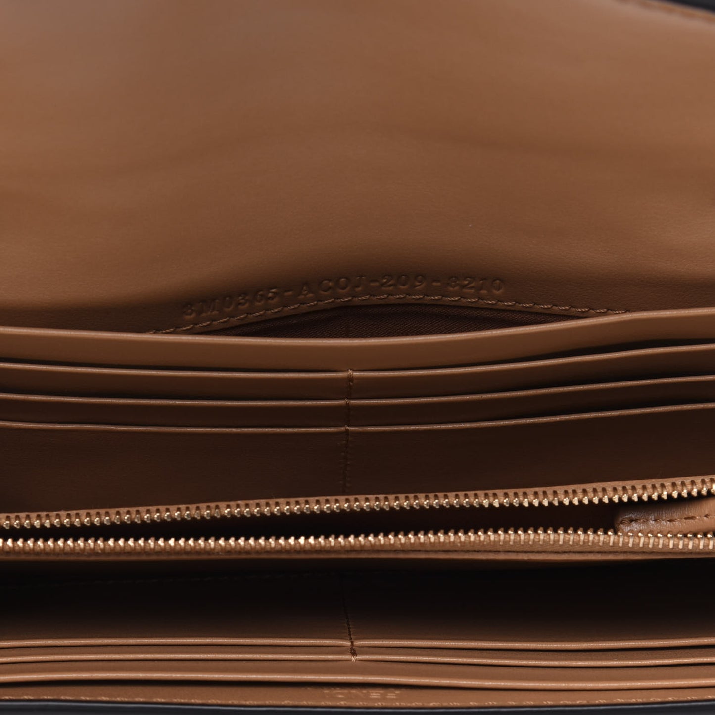 Vitello Termolagoon F is Fendi FF 1974 Embossed Continental Envelope Wallet On Chain Miele Scuro