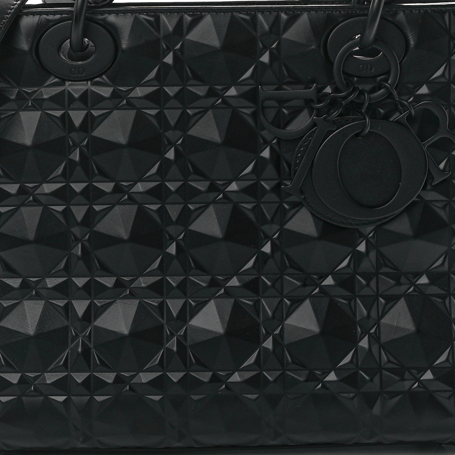 Christian Dior Calfskin Cannage Diamond Cannage Medium Lady Dior Black 8 of 11