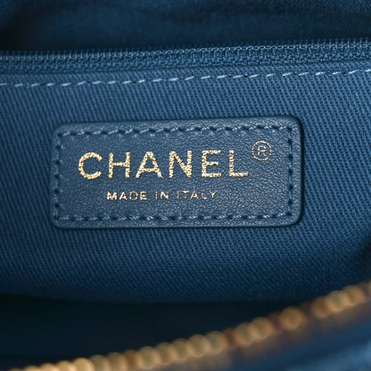 Chanel Denim Printed Destination Chenonceau Bowling Bag Blue Grey White 6 of 9