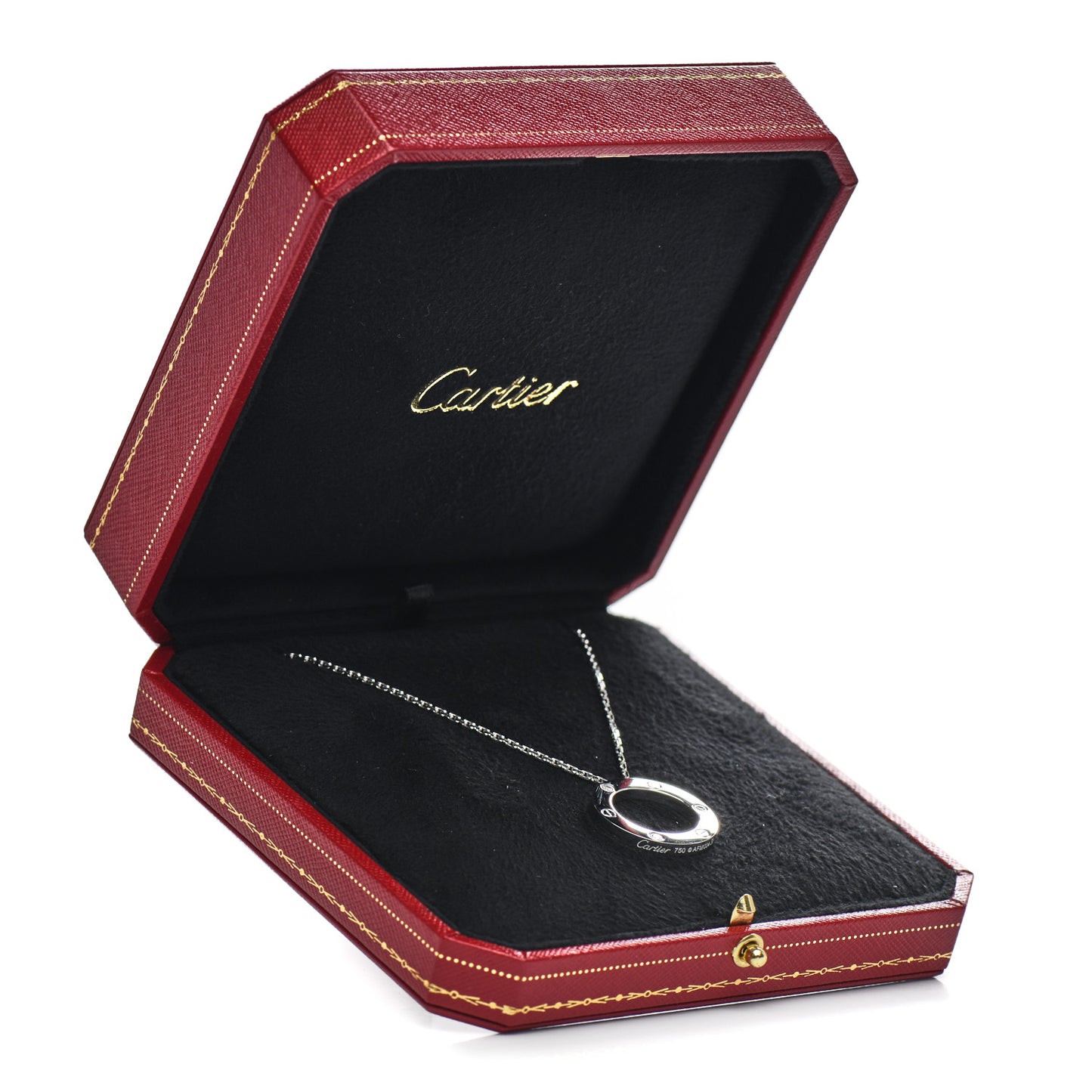 18K White Gold 3 Diamonds LOVE Pendant Necklace