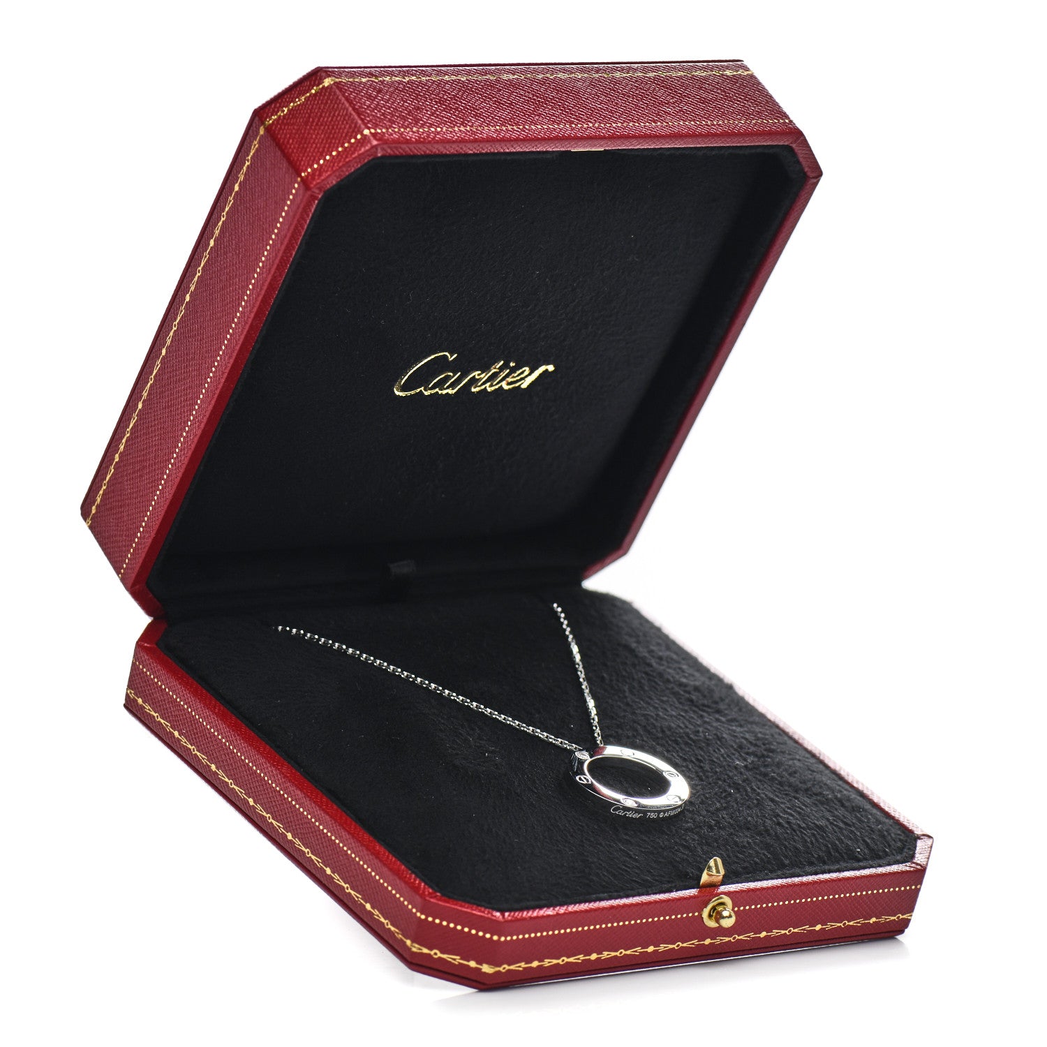 Cartier 18K White Gold 3 Diamonds LOVE Pendant Necklace 5 of 5