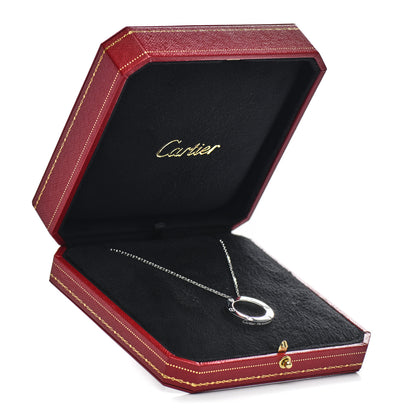Cartier 18K White Gold 3 Diamonds LOVE Pendant Necklace 5 of 5