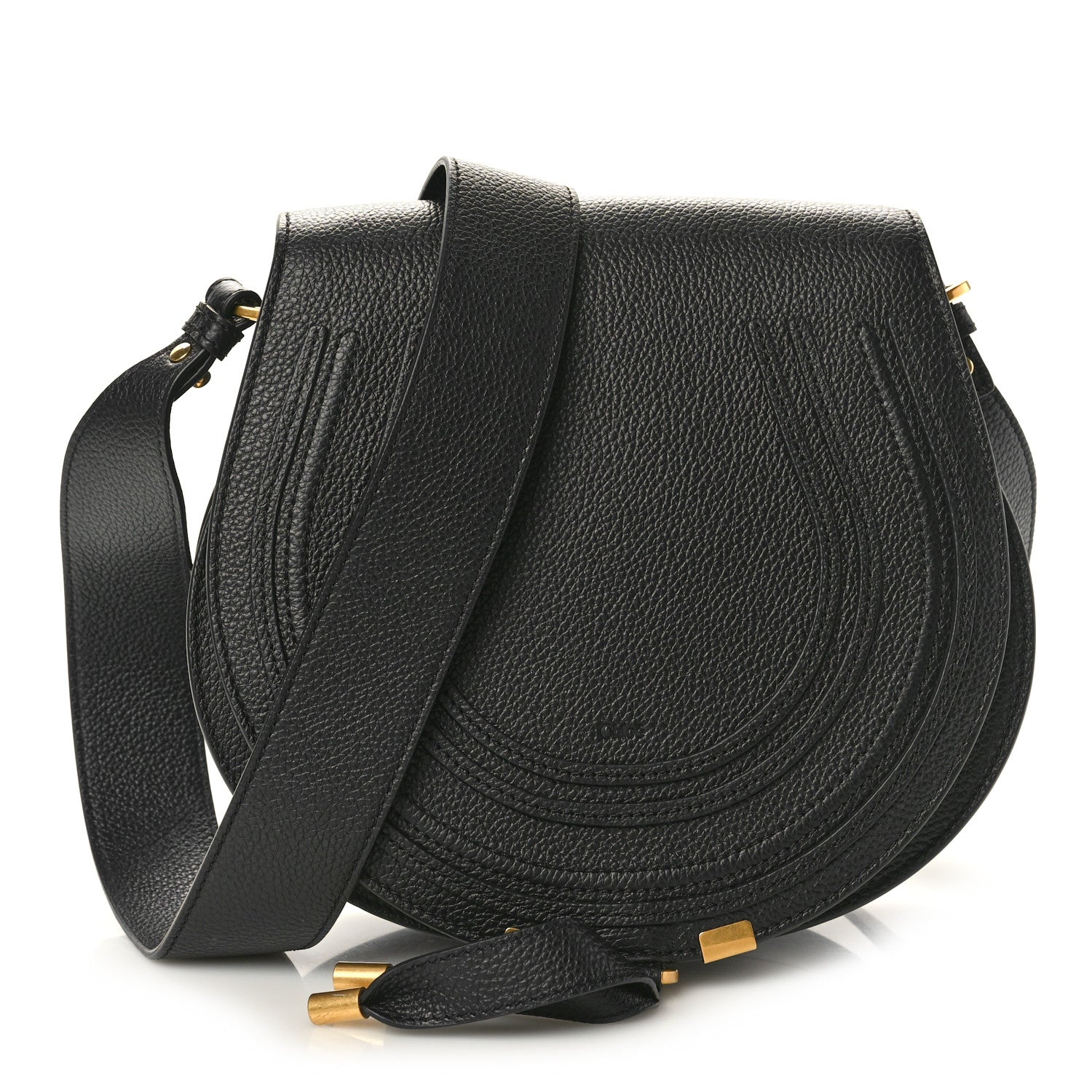 Chloe Grained Calfskin Medium Marcie Round Crossbody Bag Black 1 of 12
