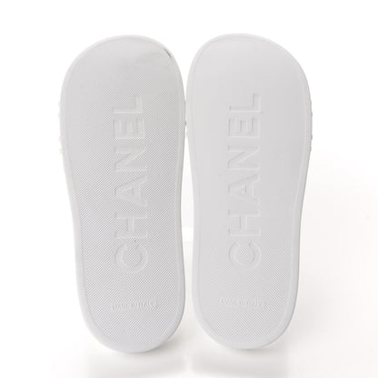 Chanel PVC CC Mules Sandals 38 White Grey 6 of 11