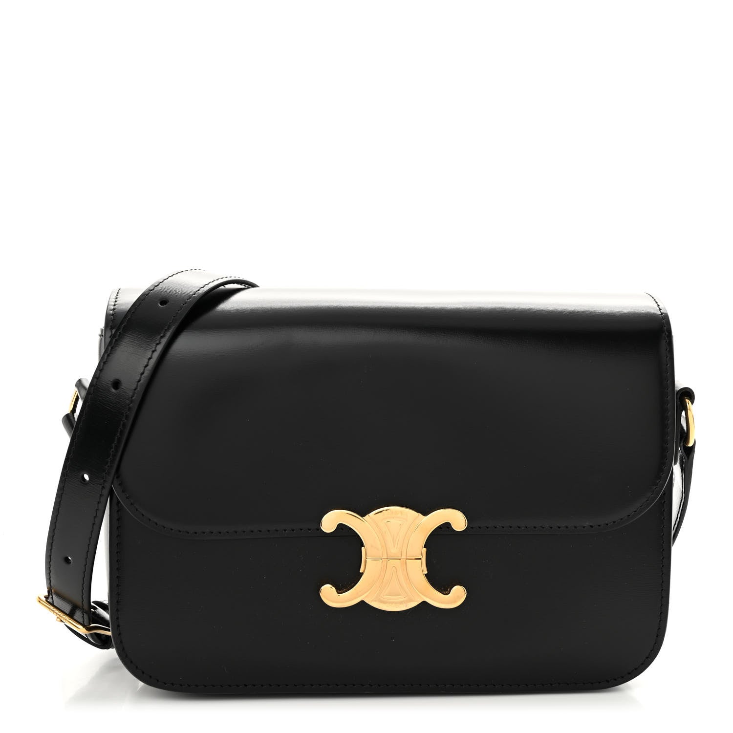 Celine Shiny Calfskin Medium Triomphe Black 1 of 10