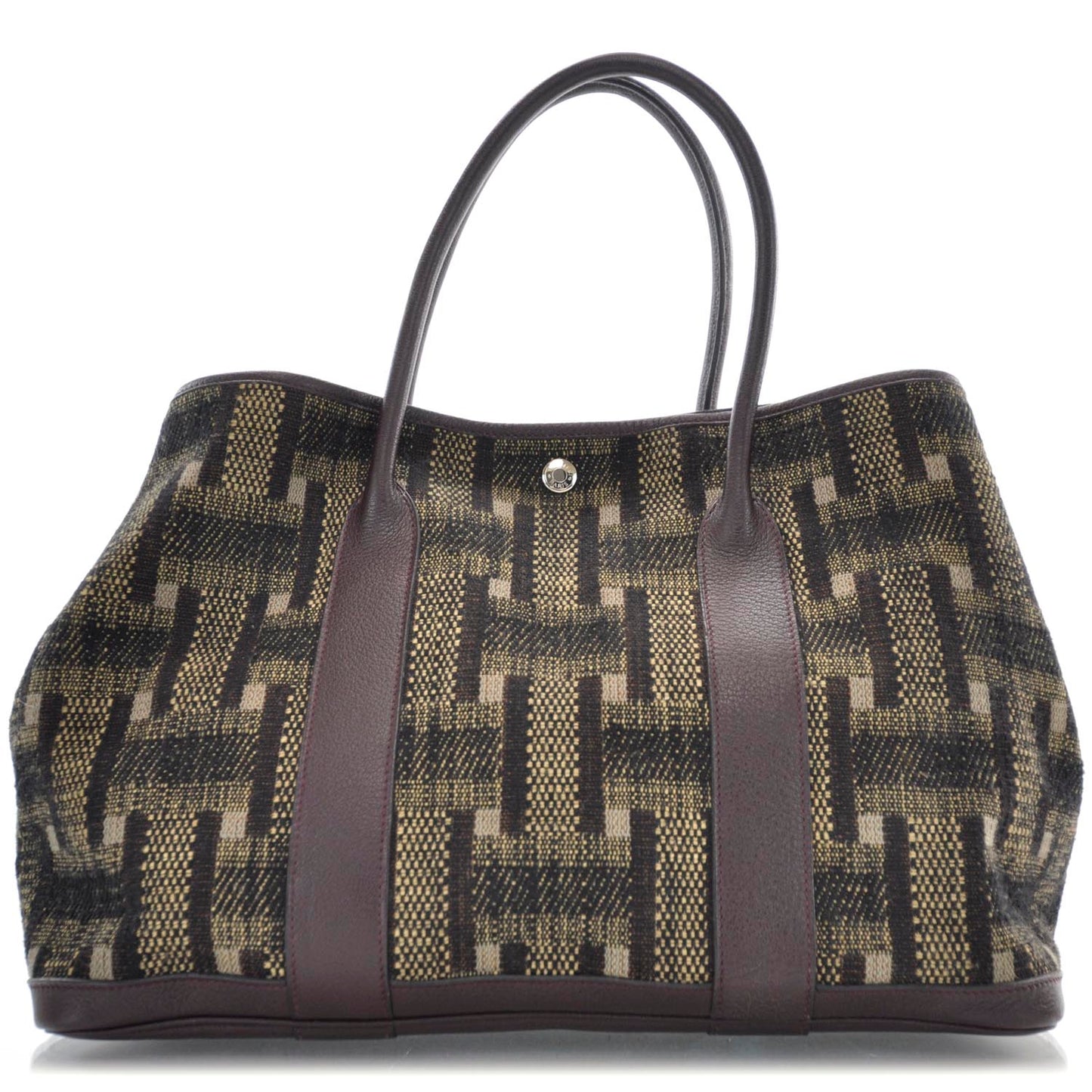 Toile Leather Garden Party Tote Prune