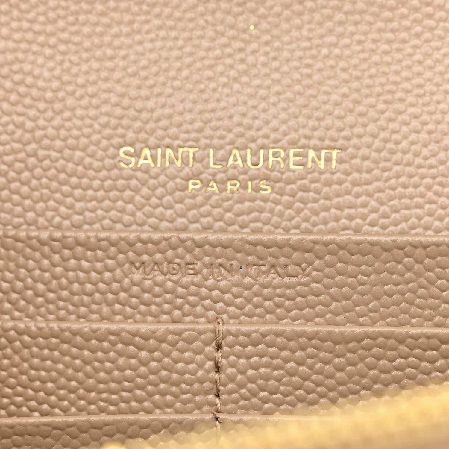 Saint Laurent Grain De Poudre Mixed Matelasse Triquilt Monogram Chain Wallet Dark Beige 6 of 9