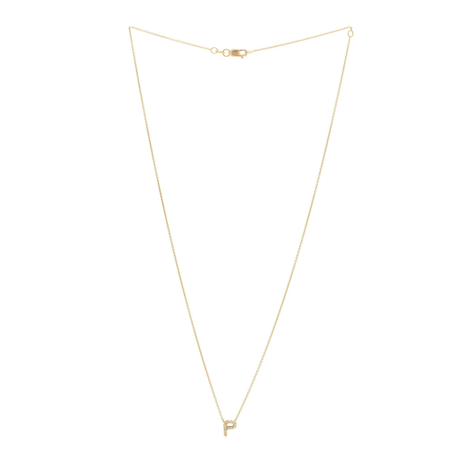 Roberto Coin 18K Yellow Gold Diamond Love Letter P Pendant Necklace 2 of 5