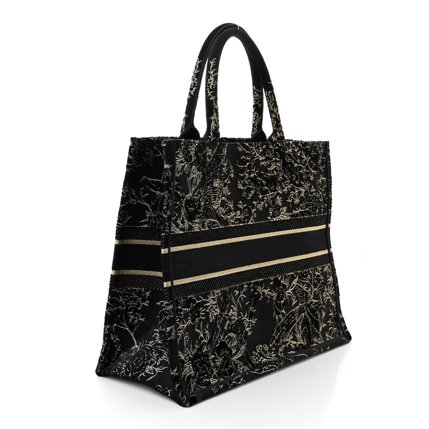 Christian Dior Velvet Jardin d'Hiver Embroidered Large Book Tote Black Gold 3 of 10