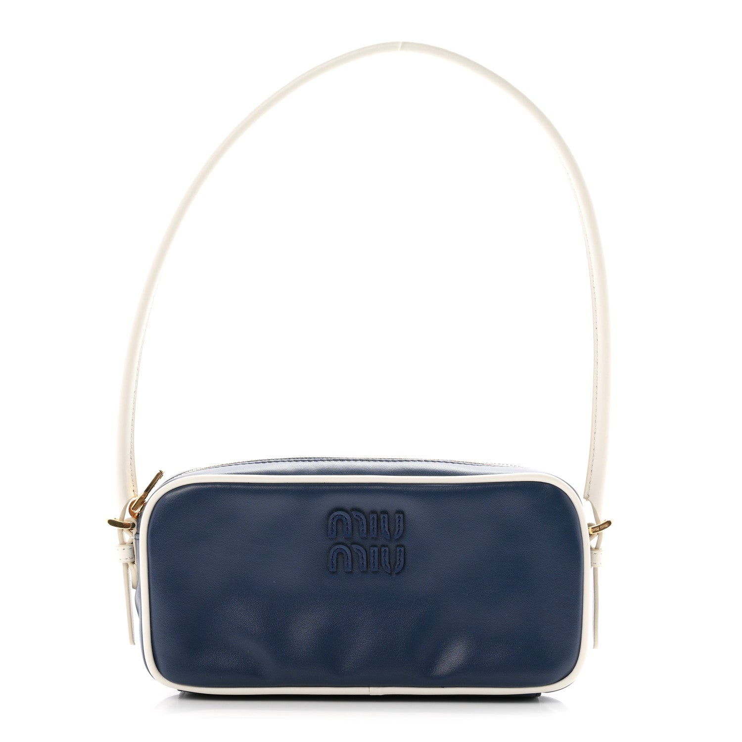 Miu Miu Calfskin Softy Mini Beau Contrast Top Handle Bag Bluette White 1 of 10