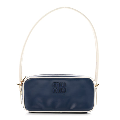 Miu Miu Calfskin Softy Mini Beau Contrast Top Handle Bag Bluette White 1 of 10