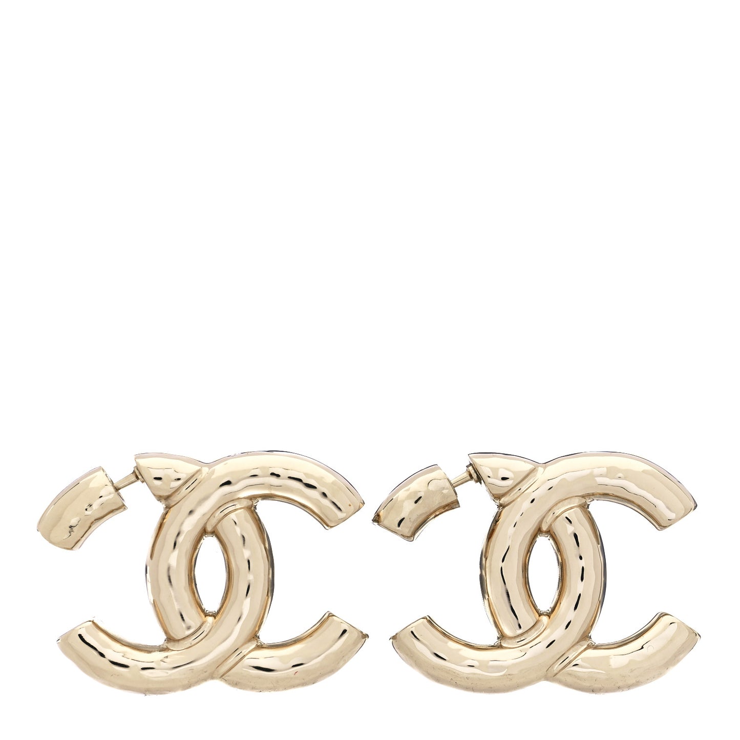 Metal Large CC Earrings Light Gold