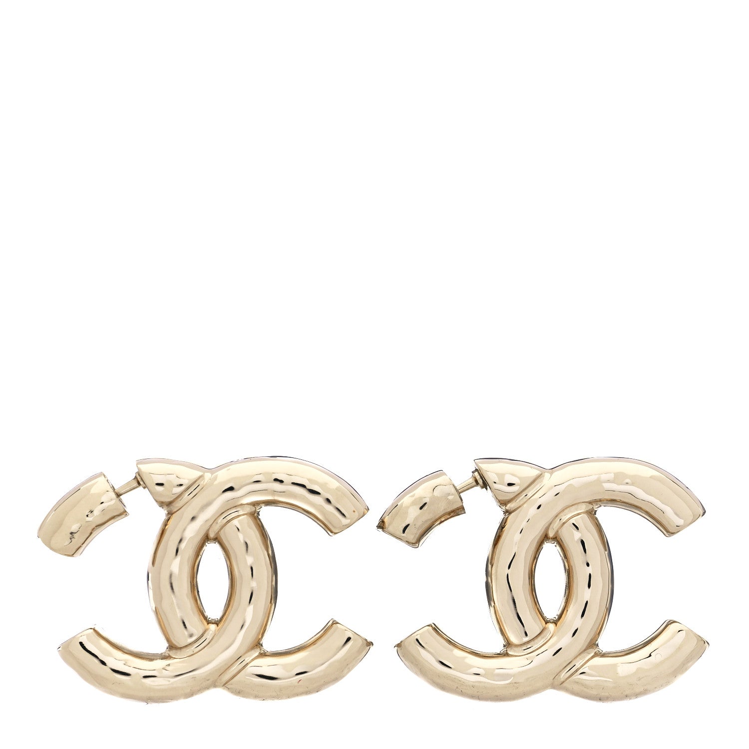 Chanel Metal Large CC Earrings Light Gold 1 of 5