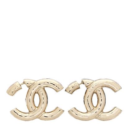 Chanel Metal Large CC Earrings Light Gold 1 of 5