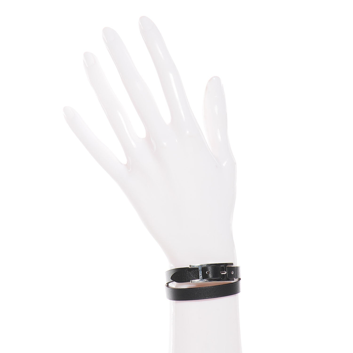 Hermes Chamonix Tadelakt Behapi Double Tour Bracelet XS Black Fauve 2 of 5