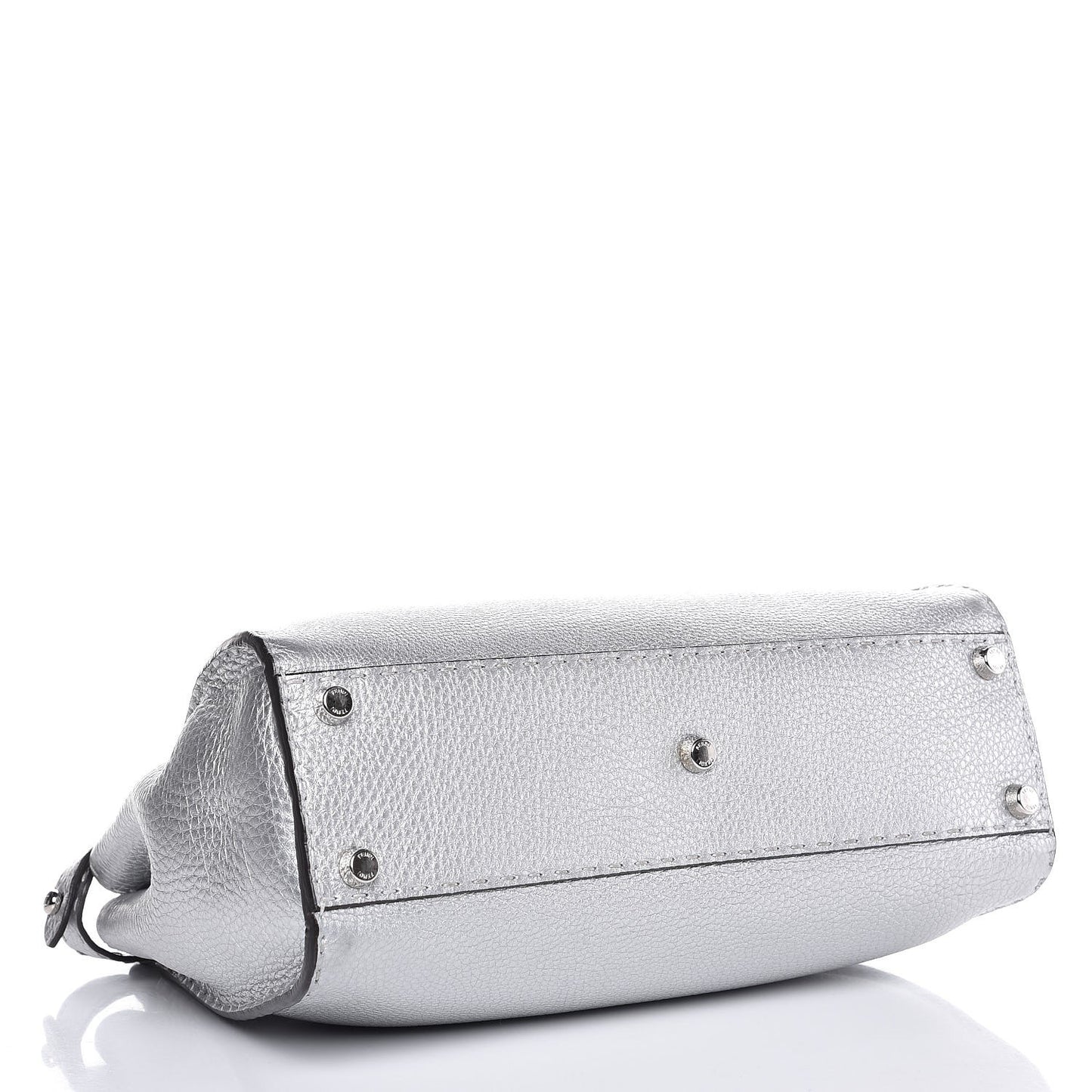 Cuoio Romano Lux Selleria Medium Peekaboo Iconic Satchel Argento