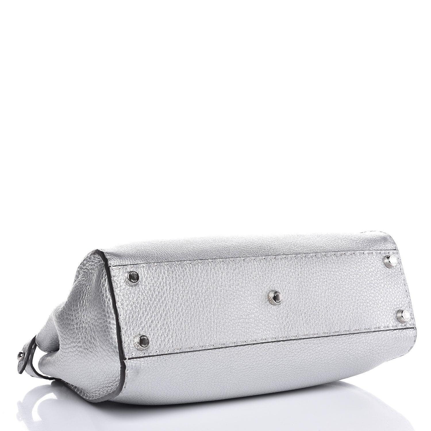 Fendi Cuoio Romano Lux Selleria Medium Peekaboo Iconic Satchel Argento 5 of 9