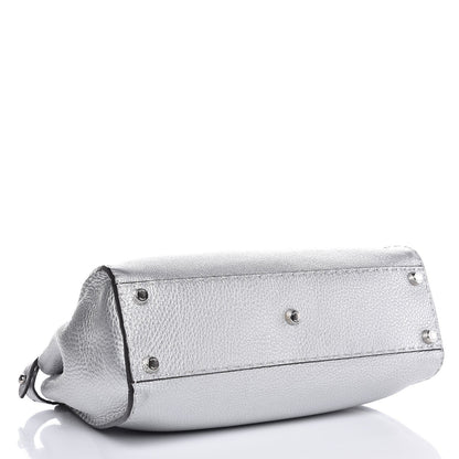 Fendi Cuoio Romano Lux Selleria Medium Peekaboo Iconic Satchel Argento 5 of 9
