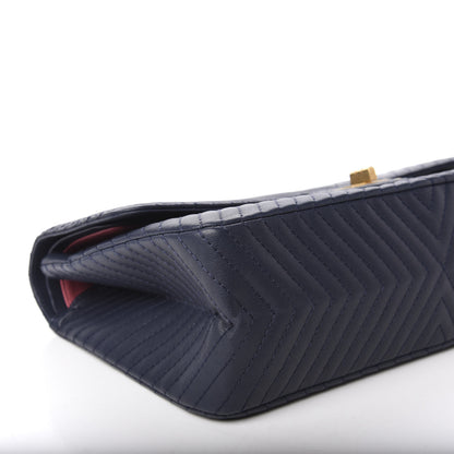 Chanel Sheepskin Chevron Quilted 2.55 Reissue 227 Flap Navy Blue 6 of 12